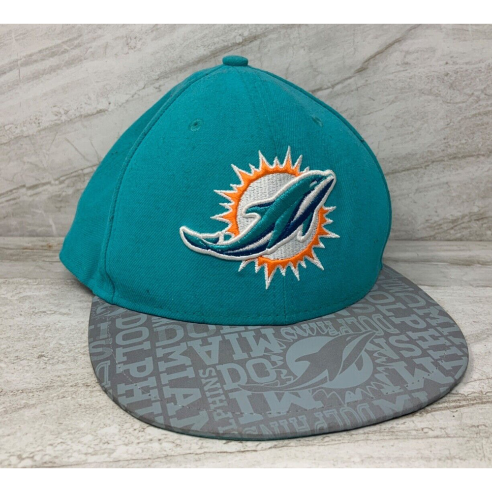 New Era NFL 59FIFTY Fitted Cap Miami Dolphins Teal Logo Shiny Brim Mens 7 & 3/4